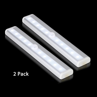 1/2 Pack Silver Linear Light Battery Powered 10 LED Cabinet Lighting with Motion Sensor and Infrared Sensor in White/Warm