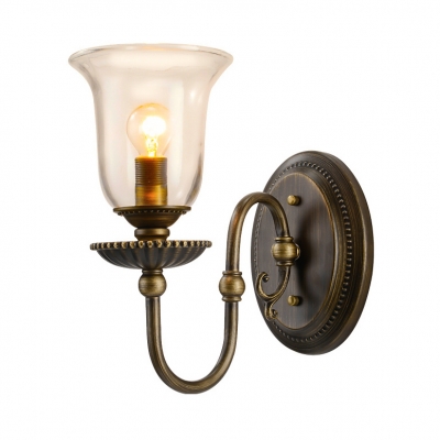 Bell Shape Hallway Foyer Wall Light Metal and Glass Single Light Industrial Sconce Light in Bronze