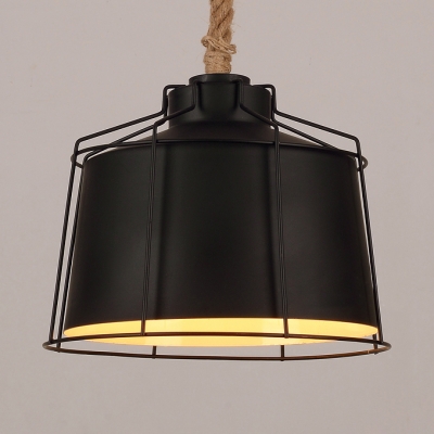 Black Flared Pendant Lighting Single Light Metal Hang Light for Dining Room