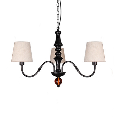Classic Style Tapered Shade Chandelier Metal 3/5/6/8 Lights Matte Black Hanging Light for Living Room