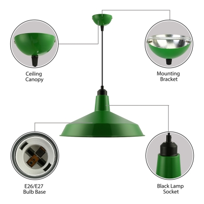 Dark Green Full Sized Industrial LED Pendant Lighting in Warehouse  Shape