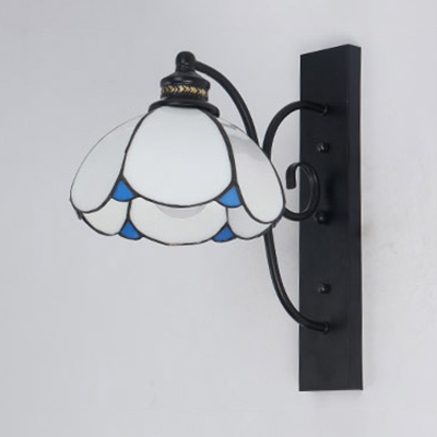 European Style Dome Wall Light Blue/White/Clear Glass 1 Light Ceiling Sconce for Hallway