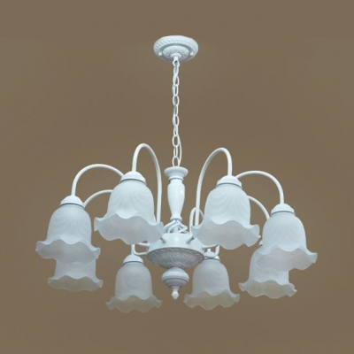 Flower Shade Pendant Lighting 6/8 Lights Classic Style Chandelier in Black/White for Living Room