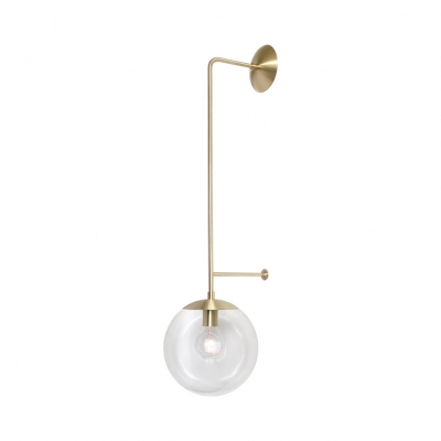 Hallway Study Globe Shade Sconce Light Clear Glass and Metal 1 Light Traditional Wall Lamp in Black/Brass
