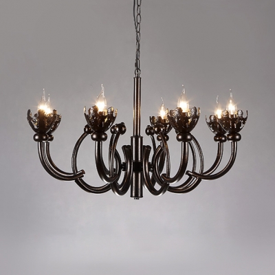 Industrial Black Chandelier 8 Lights Metal Chandelier Lamp for Living Room