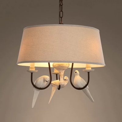 Resin Fabric Tapered Shade Chandelier 3 Lights Traditional Ceiling Light for Bedroom Hallway