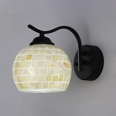 Shell and Glass Sconce Light 1 Light Mosaic Wall Sconce in White/Multi Color for Hotel Restaurant