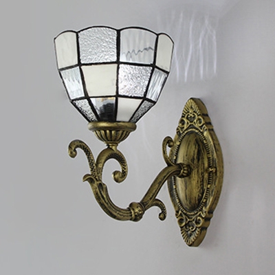 Dome Shade Sconce Light Dining Room Hallway Flower Shade 1 Light Tiffany Style Rustic Wall Sconce