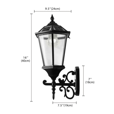 Vintage Style 20 Inches High Outdoor Solar LED Lamp Wall Mount in Black Finish