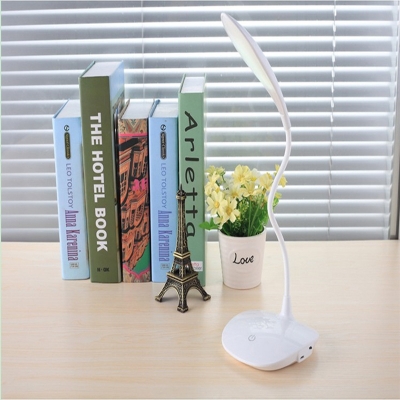 White Touch Switch LED Desk Lighting USB Charging Port LED Study Lighting with 3 Lighting Modes and Flexible Gooseneck