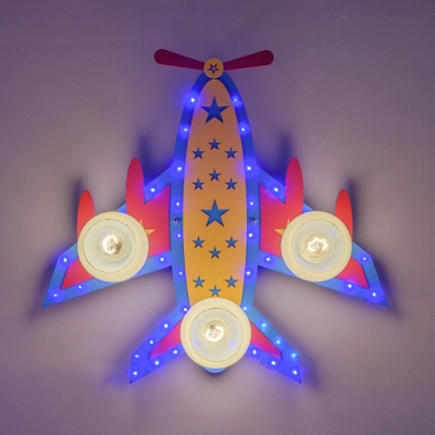 3/4 Lights Ceiling Mount Light Girl Boy Bedroom Decorative Plane Shape LED Flush Mount Light