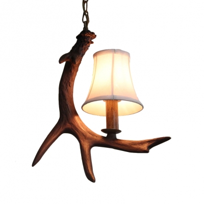 Antique Style Antlers Pendant Light Single Light Resin Ceiling Pendant