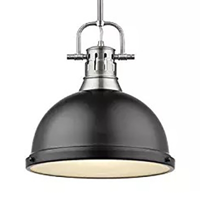 Black Domed Suspended Light One Light Industrial Metal Pendant Lighting for Kitchen Bar
