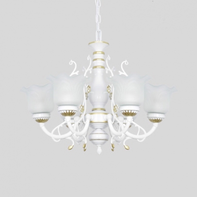 Black-Gold/White-Gold Flower Chandelier 3/5/6 Lights Traditional Metal Hanging Light for Living Room