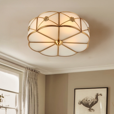 Brass Flower Flush Light 3/4/6 Lights Elegant Style Metal Ceiling Light for Living Room