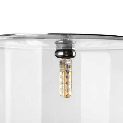 Bright Clear Glass Cylinder Shade Designer Semi-Flush Mount 4.7”High