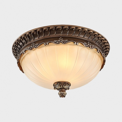 Bronze Off White Dome Ceiling Light 3 Vintage Style Fluted Glass Flush For Hotel Beautifulhalo Com - How To Take A Dome Light Fixture Off The Ceiling