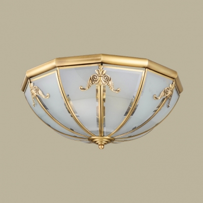 Dome Living Room Flush Ceiling Light Frosted Glass 3/4/6 Lights Elegant LED Light Fixture in Brass