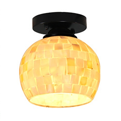 European Style Dome Ceiling Lamp Shell One Light Flush Mount Light for Hallway