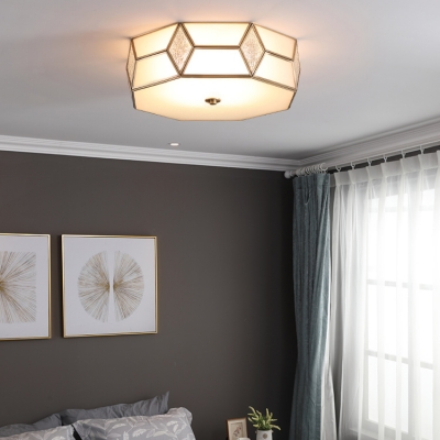 Modern White Flush Mount Light 2/3 Lights Glass Polyhedron Ceiling Fixture for Hotel