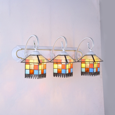 Tiffany Style House Shade Wall Light 3 Lights Stained Glass Wall Sconce for Dining Room