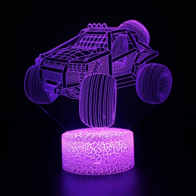 Touch Sensor 3D Night Light 7 Color Changing Off-Road Vehicle Bedside Lamp with Remote Controller for Kids