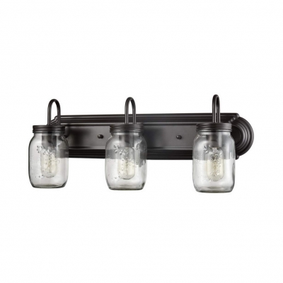 American Vintage Jar Shape Sconce 3 Lights Metal and Glass Wall Light for Coffee Shop Bar