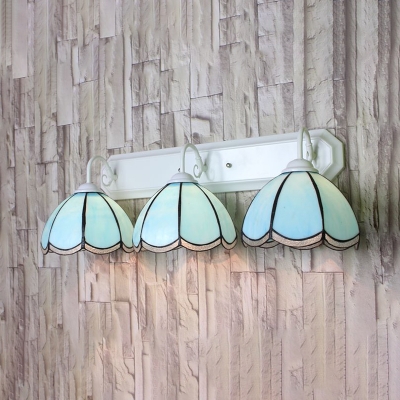 Bowl Dining Room Sconce Light Glass 3 Lights Simple Style Wall Light in Blue