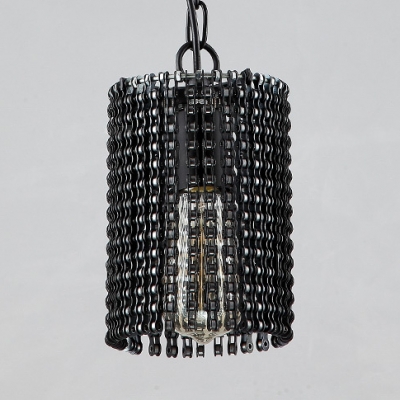 Classic Cylinder Shade Hanging Light 2 Size Option Metal 1 Light Black Light Fixture for Bedroom Living Room