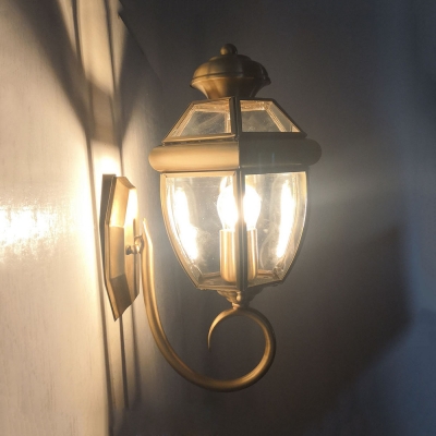 Clear Glass and Metal Wall Sconce Single Light Antique Style Wall Lamp for Front Door Hallway