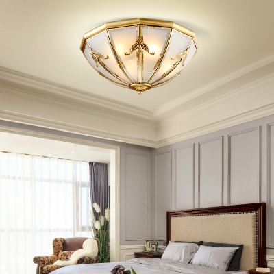Dome Living Room Flush Ceiling Light Frosted Glass 3/4/6 Lights Elegant LED Light Fixture in Brass