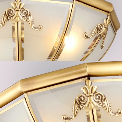 Dome Living Room Flush Ceiling Light Frosted Glass 3/4/6 Lights Elegant LED Light Fixture in Brass