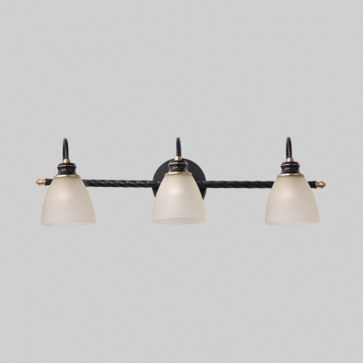 Frosted Glass Dome Wall Light 2/3 Lights Traditional Style Sconce Light in Black for Bathroom