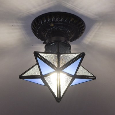 Glass Star Ceiling Light 1 Light Modern Style Clear/Blue/Colorful Light Fixture for Kitchen