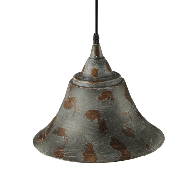 Green Bell Hanging Ceiling Light 1 Light Distressed Rustic Metal Pendant Lighting