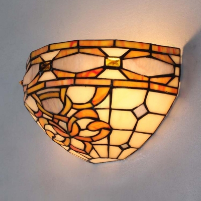 Abstract Pattern Sconce Light 1 Light Tiffany Style Vintage Wall Light for Dining Room Bedroom