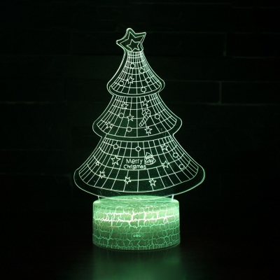 Home Decor 7 Color LED Illusion Light Touch Sensor Christmas Tree Pattern 3D Optical Night Light