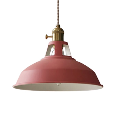 Industrial Hanging Pendant Light with Colorful Barn Shade 1 Light Pendant for Dining Table Restaurant Kitchen-White/Black/Blue/Green/Grey/Pink/Yellow