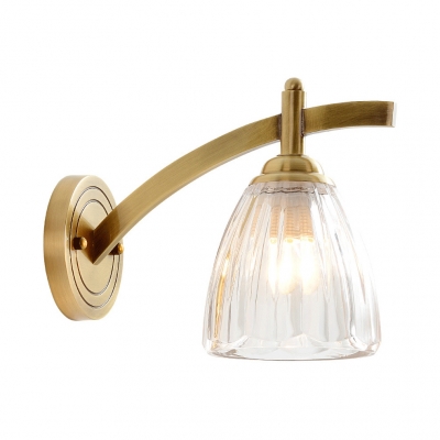 Metal Glass Dome Wall Sconce Bedroom Bathroom 1 Light Modern Style Sconce Light in Brass