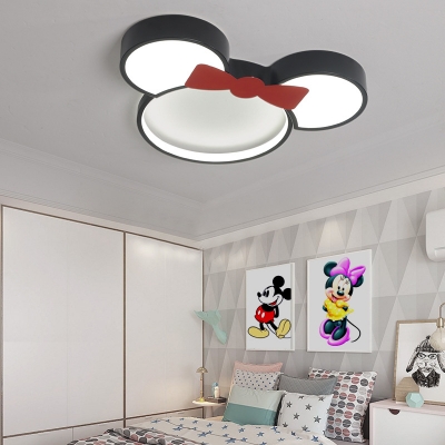 Mickey Mouse Ceiling Light White/Stepless Dimming Cute Acrylic Flush Mount Light for Kindergarten