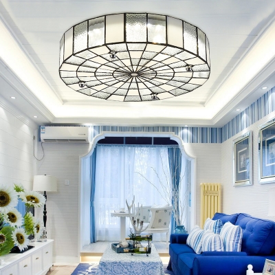 Modern Style Round Ceiling Light Frosted Glass Flush Mount Light for Living Room