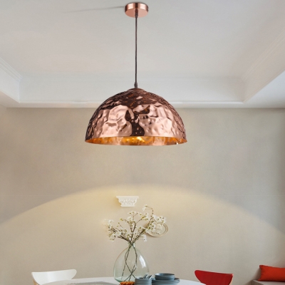 Onion/Dome Shape Pendant Light Traditional 1 Light Metal Ceiling Light in Rose Gold for Dining Room Mall