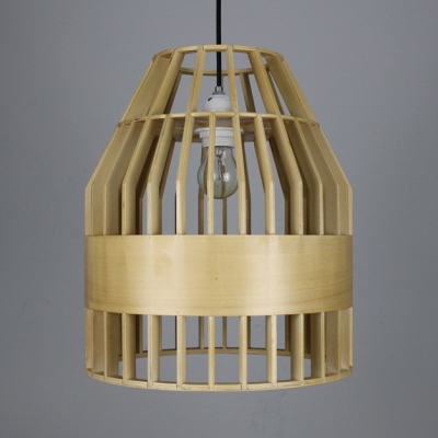 Single Light Birdcage Shape Pendant Light Vintage Style Bamboo Ceiling