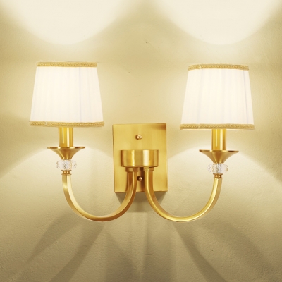 Tapered Stair Bedroom Wall Light Metal 1/2 Lights Elegant Style Sconce Light in Brass