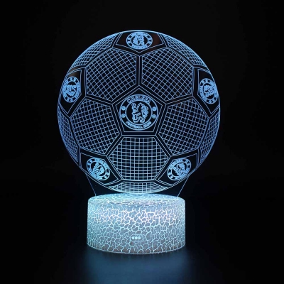 Touch Sensor 7 Color LED Night Light Gift Home Decor Soccer Pattern 3D Bedside Light