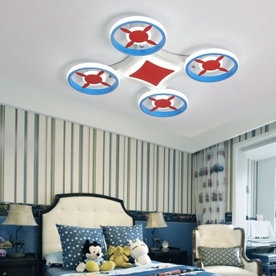 UAV Shape LED Ceiling Light White Lighting/Stepless Dimming Acrylic Ceiling Mount Light for Boy Girl Bedroom