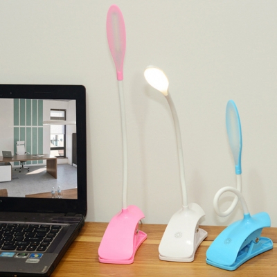 USB Charging Port LED Reading Light Flexible Gooseneck White/Blue/Pink Clip Desk Light for Bedside Table
