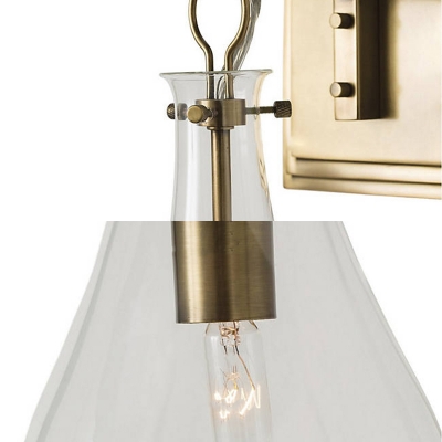 Vintage Style Brass Wall Light with Bulb Shade 1 Light Metal and Glass Sconce Wall Lamp