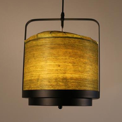 White Green Red Cylinder Ceiling Lighting One Light Vintage Style Wood