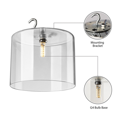 Bright Clear Glass Cylinder Shade Designer Semi-Flush Mount 4.7”High